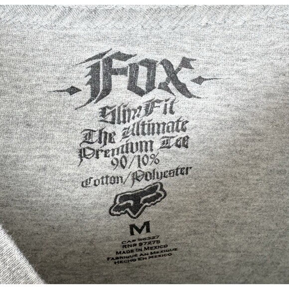 Y2K Fox Racing Graphic T-Shirt / Grey / Size Medium - Picture 4 of 4